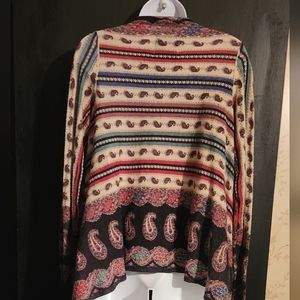 Guinevere women's black and multi pasley print long sleeve sweater Size XS